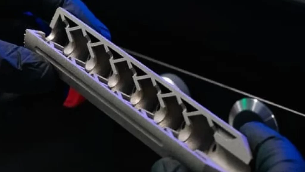 3d printed suppressor in titanium - showing internal geometry