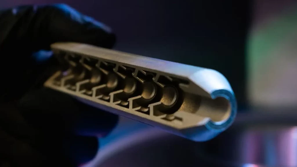 3D-printed silencer frontal and printed by 2Create Plus