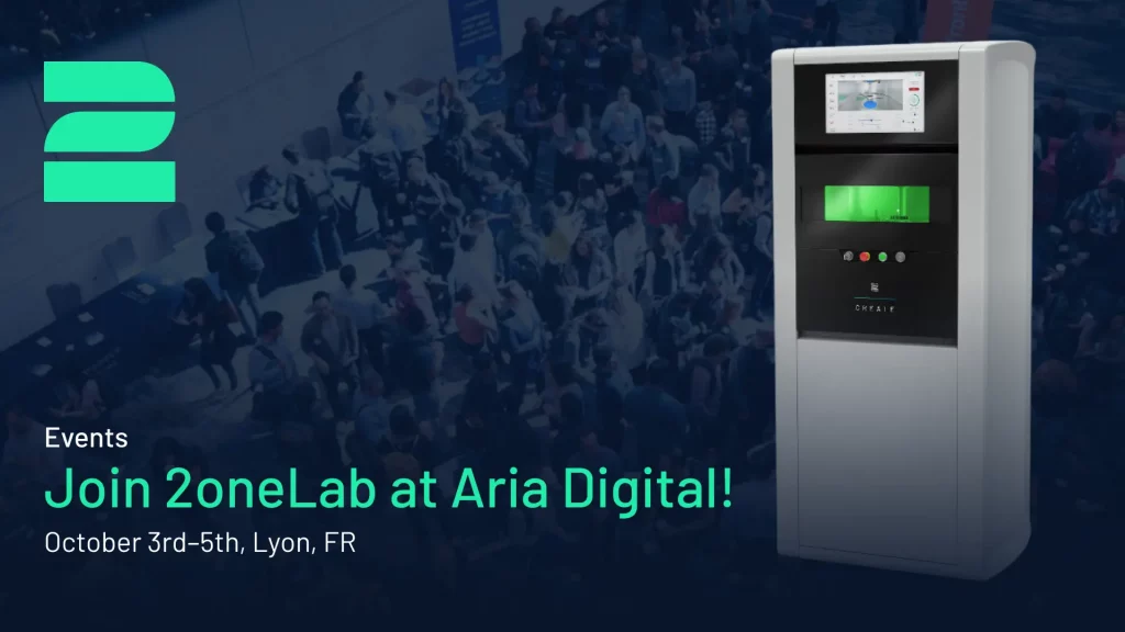 Announcement that 2onelab will be exhibiting 2024 at Aria Digital in Lyon in France