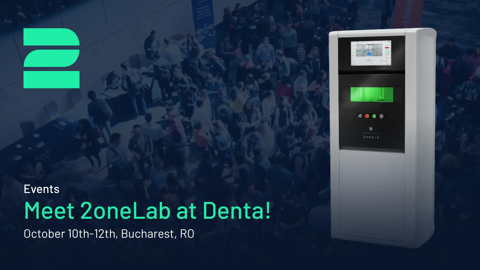Announcement that 2onelab will be exhibiting 2024 at Denta in Bucharest in Romania